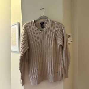 100% Cotton V-Neck Ribbed Sweater